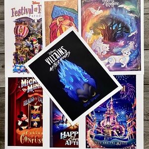 DISNEY 11x14 Inch POSTER COLLECTION / Colorful Lithographs / LION KING, Villains